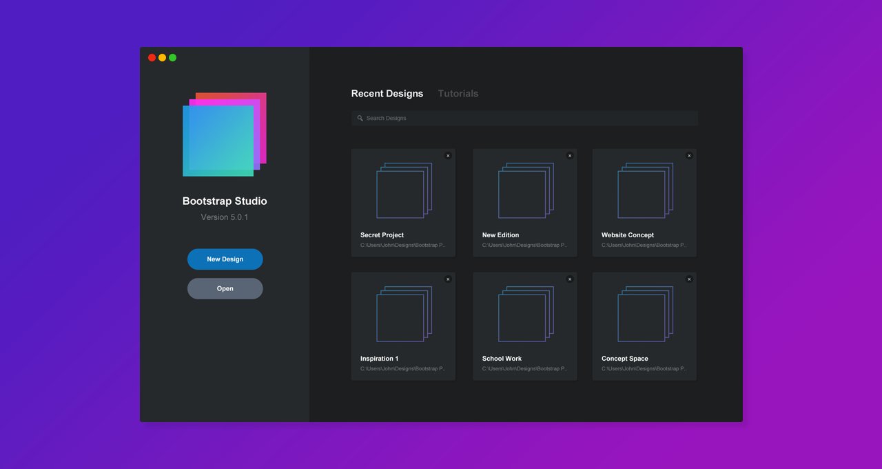 Pantalla de Bootstrap Studio