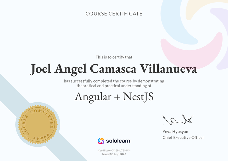 Certificado ANGULAR Y NEST JS
