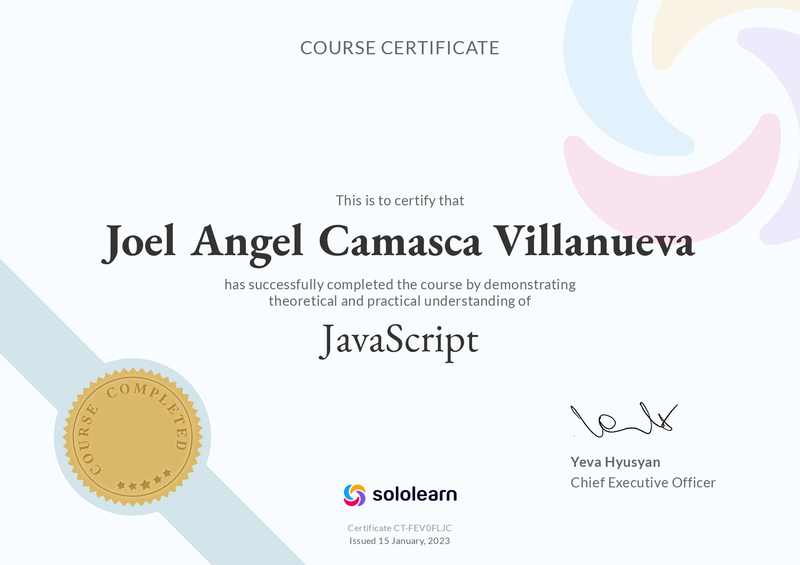Certificado JAVASCRIPT